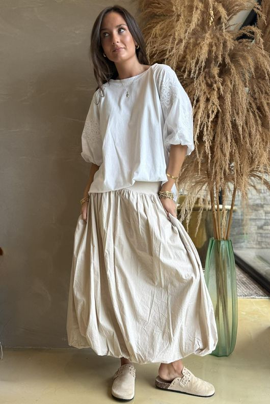 Atik Bubble Sleeve Top White /20=